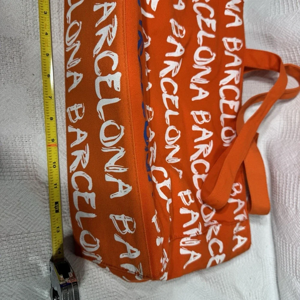 Robin Ruth Barcelona-Canvas Tote Bag With Bold Print & Reinforced Straps Orange‎